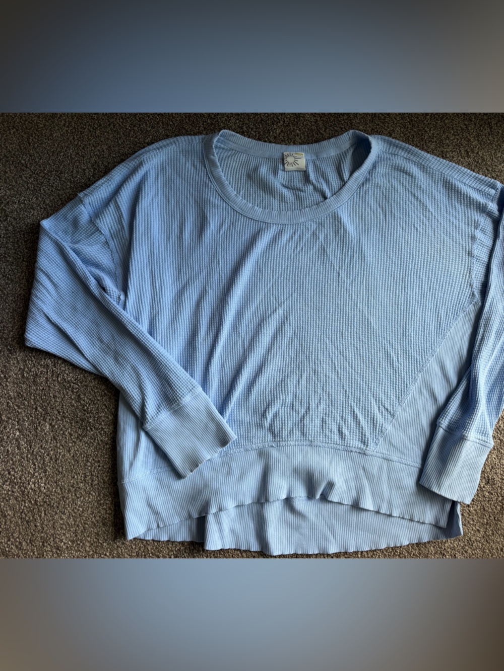 aerie Light Blue Waffle-Knit Pullover Cowl Sweater